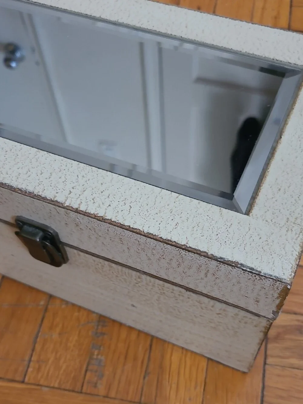 Wooden Jewelry Box with Mirror - Off-White